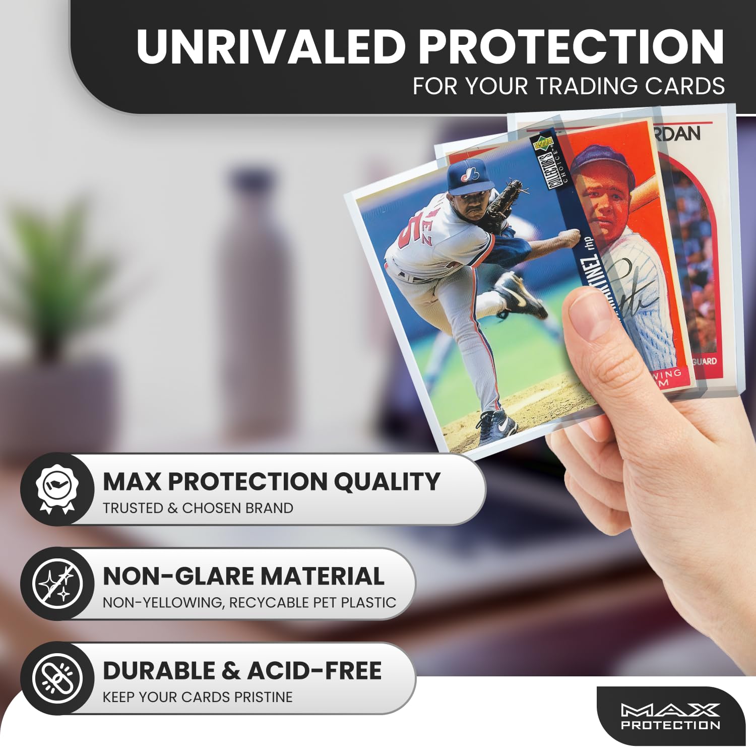 Max Protection 35pt Top Loaders for Cards - 1000 Count - Premium 3x4 Inch Trading Card Toploaders - Protect Your Baseball and Sports Cards with These