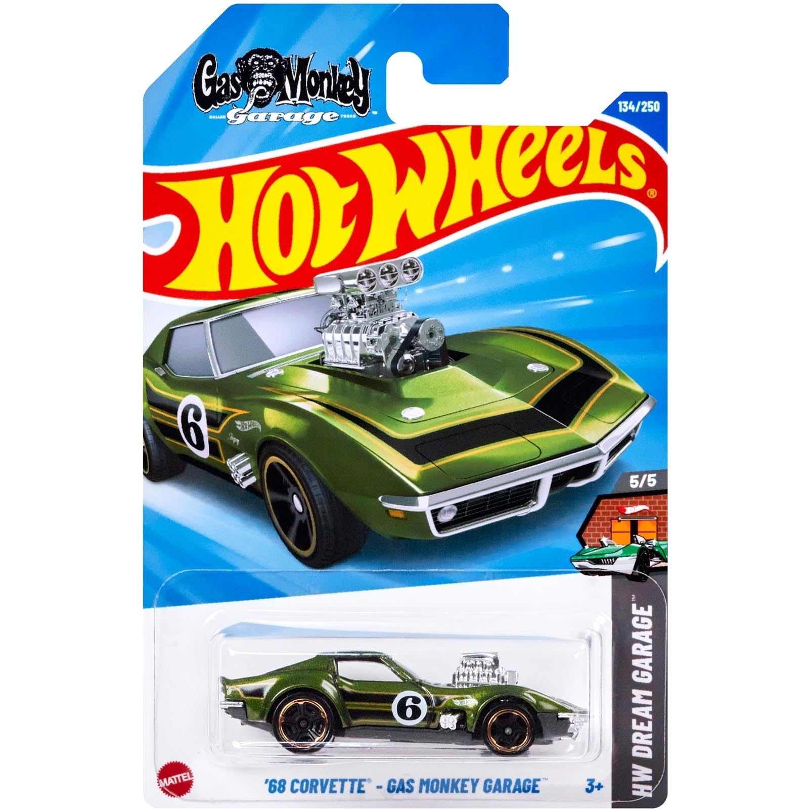 Hot Wheels '68 Corvette Gas Monkey Garage, Green, HW Dream Garage Collection 5/5, 134/250