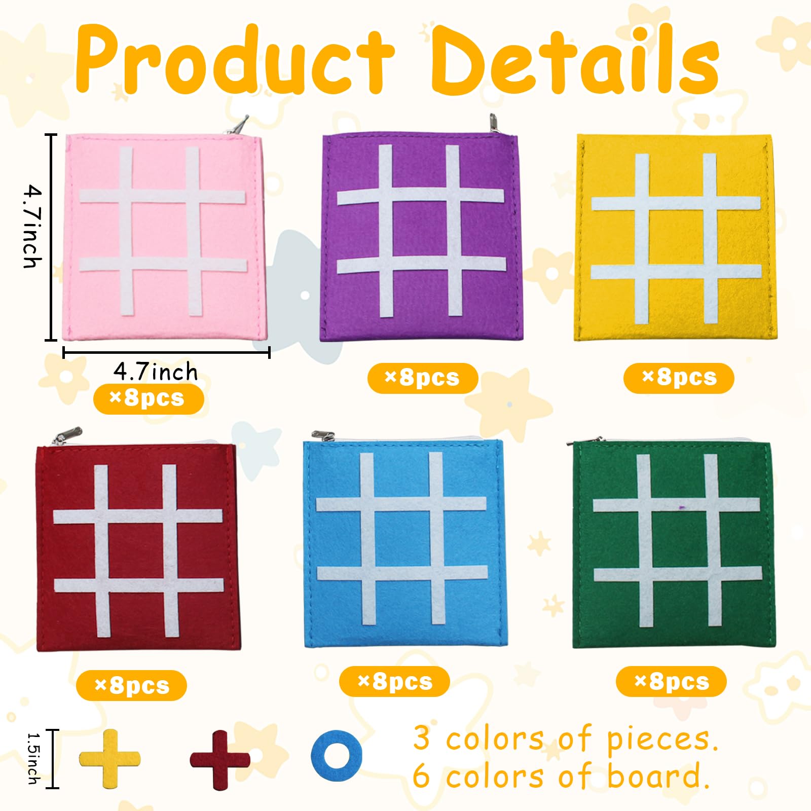 Timisea 48 Pcs Tic Tac Toe Strategic Board Game, Mini Strategic Board Game for Kids Family,Classic Mini Board Toys, Board Gifts for Students