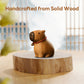 Eagyrosi Capybara Wooden Figurine - Handmade Art, Solid Wood Present with Crisp Lines, 4.2x3.6x5.4cm