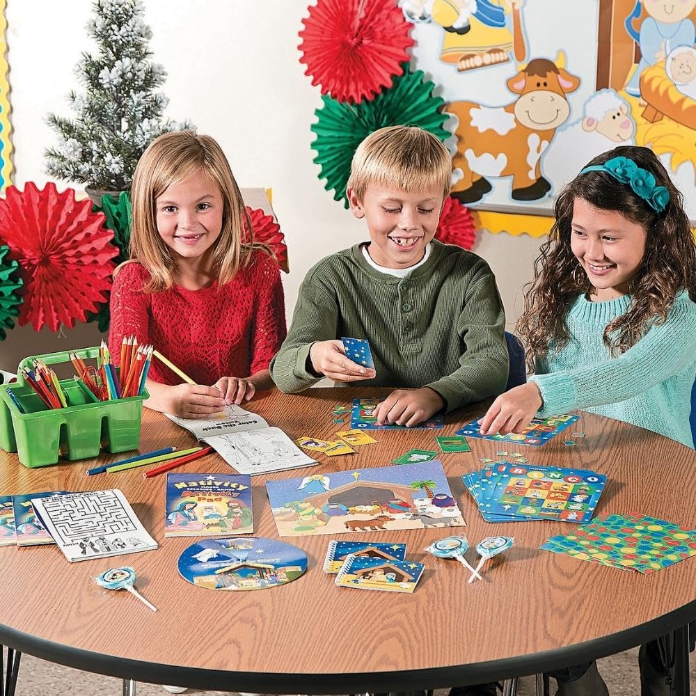Fun Express Nativity Activity Coloring Books for Christmas - Set of 12 Pads - Holiday Kids Activities and Crafts