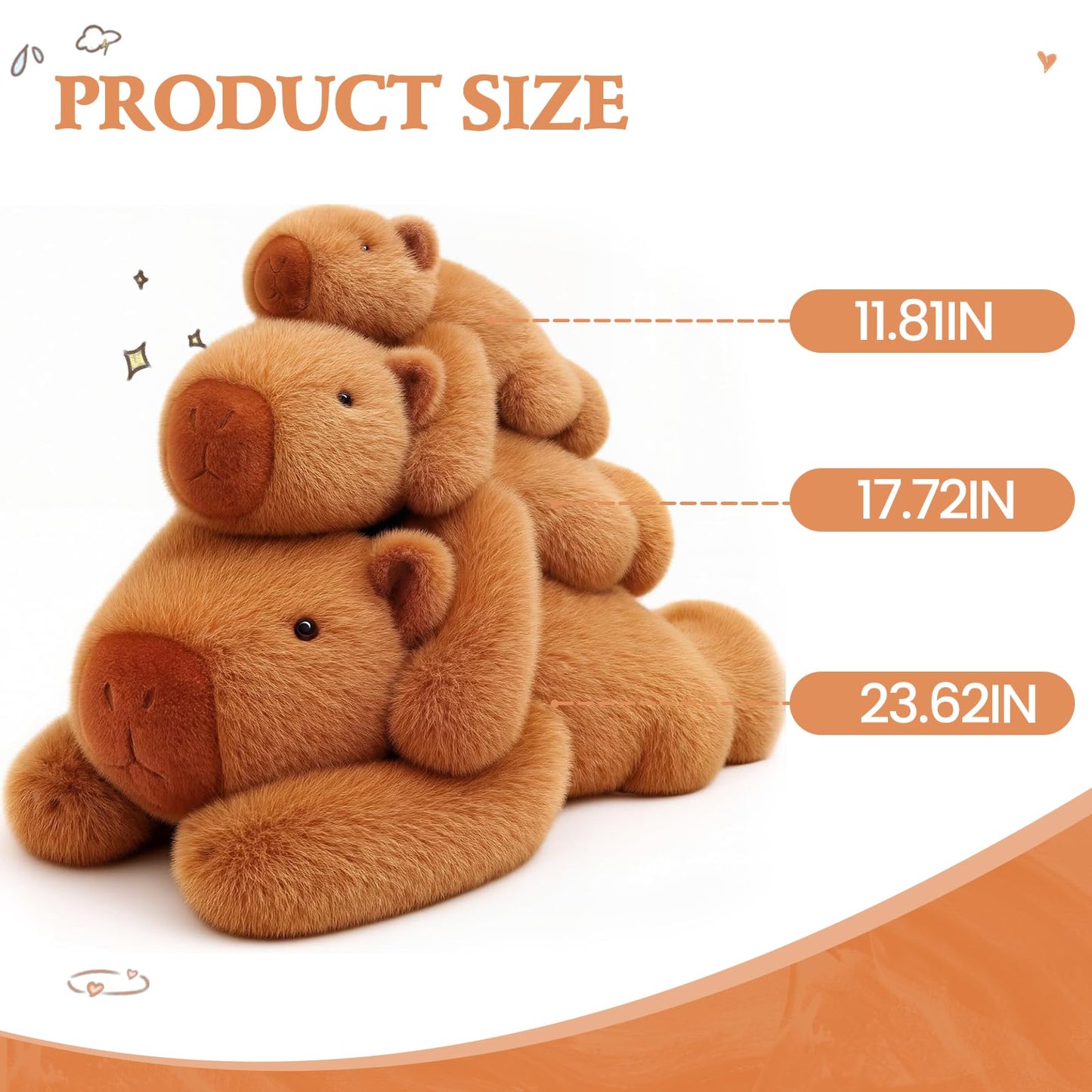 12in Weighted Capybara Plush Toy, Soft Stuffed Animal Pillow for Kids