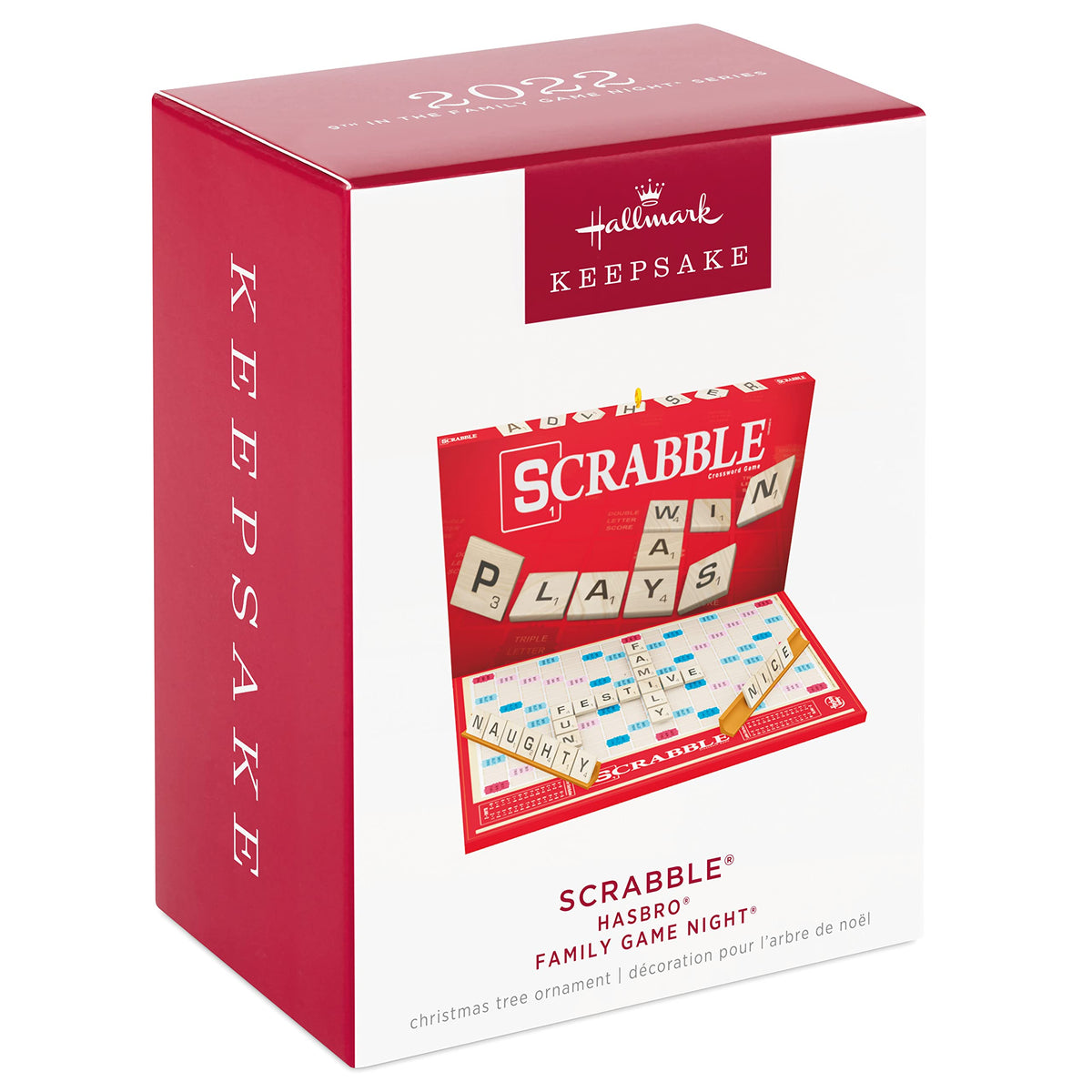 Hallmark Keepsake Plastic Christmas Ornament 2022, Hasbro Scrabble Family Game Night