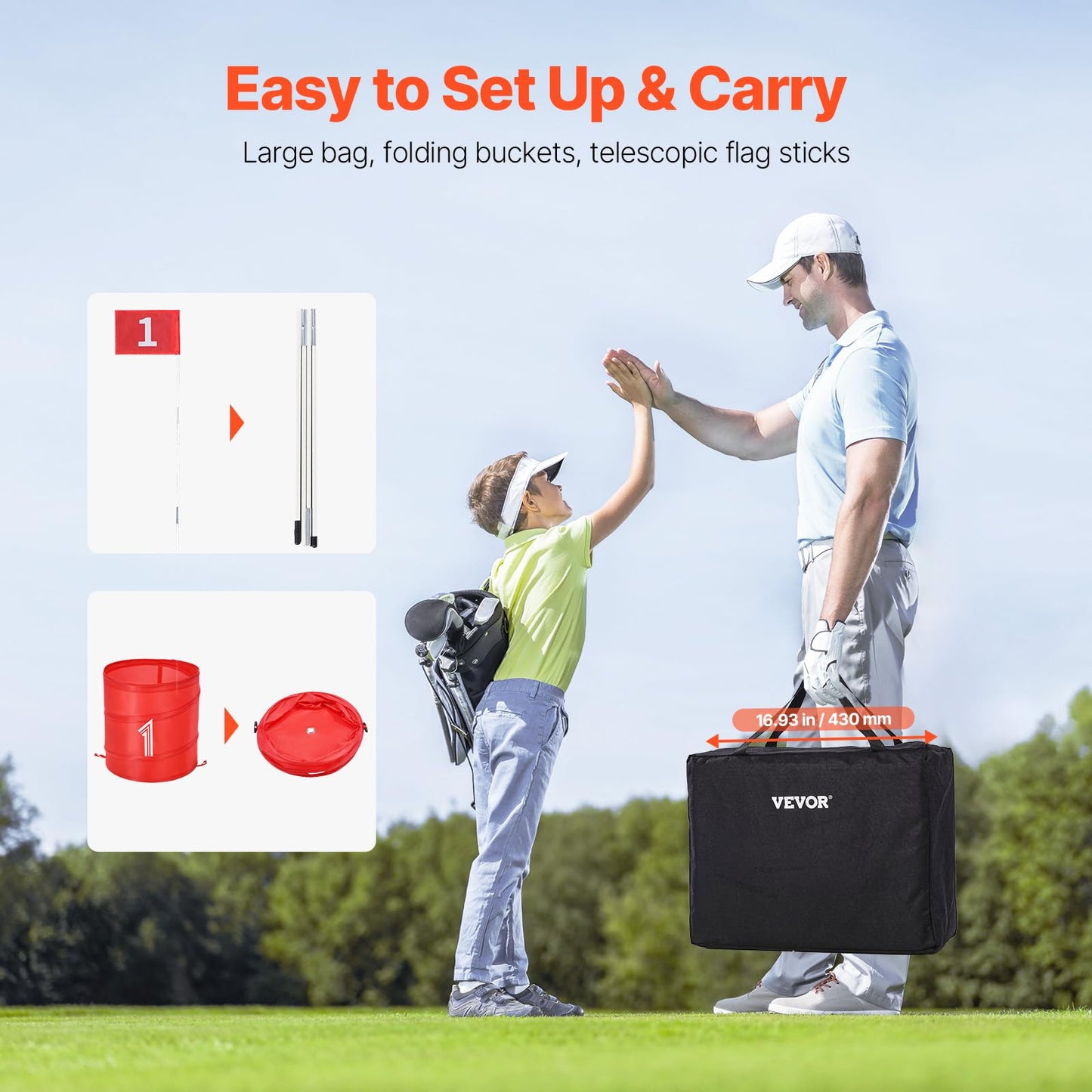 VEVOR Backyard Golf Game, 3 Hole Golf Course, Golf Game Practice Games, Golf Chipping Game for Family, Adults and Kids, Portable Outdoor Yard Golf