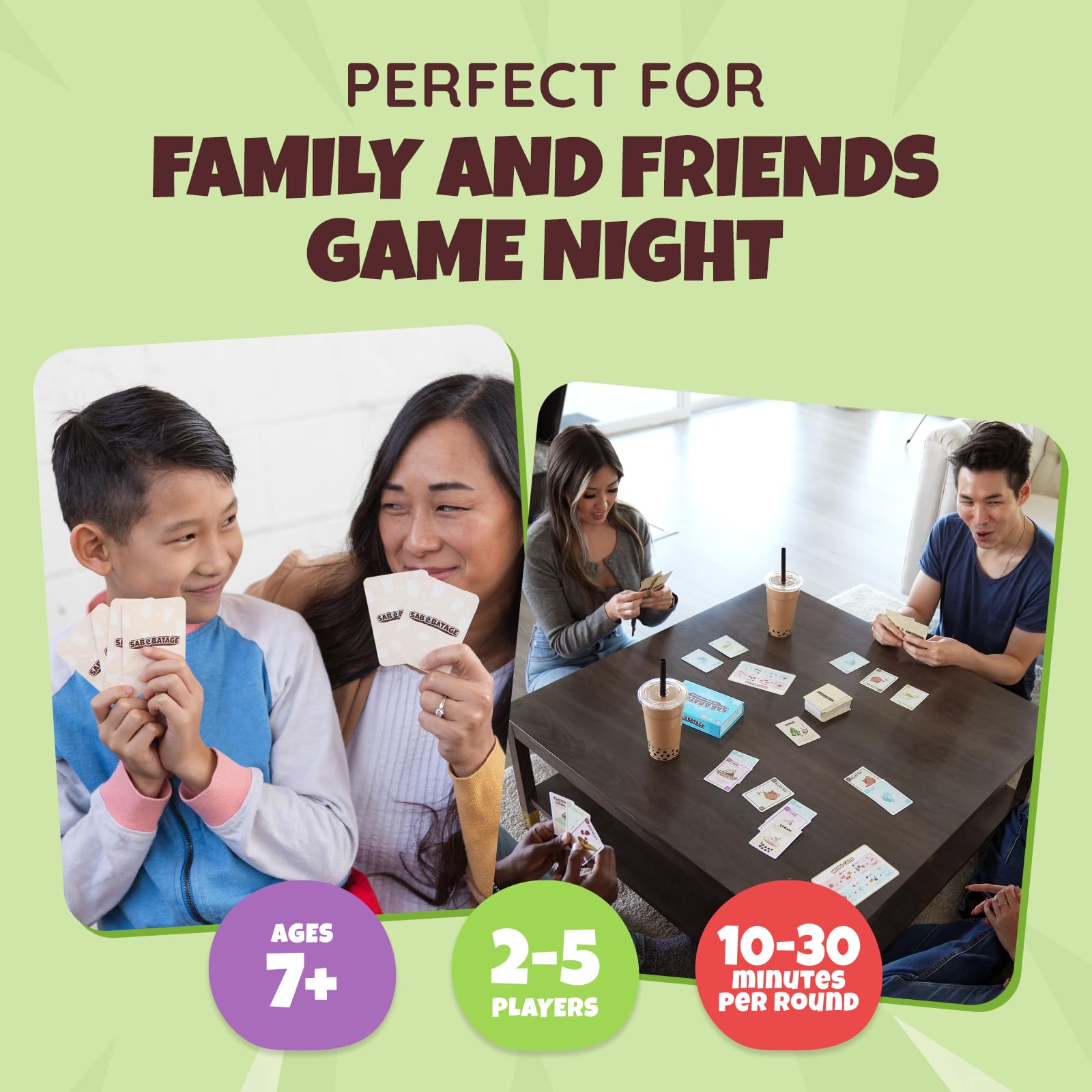 Sabobatage: The Boba Card Game | Easy Family-Friendly Party Game | Card Games for Adults, Teens & Kids | 2-5 Players (Base Game 3rd Edition)