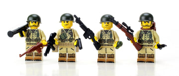 Battle Brick 1.6 Inches Tall Collectible US Army WW2 Tan Soldiers Complete Squad Collectible Minifigures | Genuine Military Minifig | Printed in