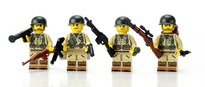 Battle Brick 1.6 Inches Tall Collectible US Army WW2 Tan Soldiers Complete Squad Collectible Minifigures | Genuine Military Minifig | Printed in