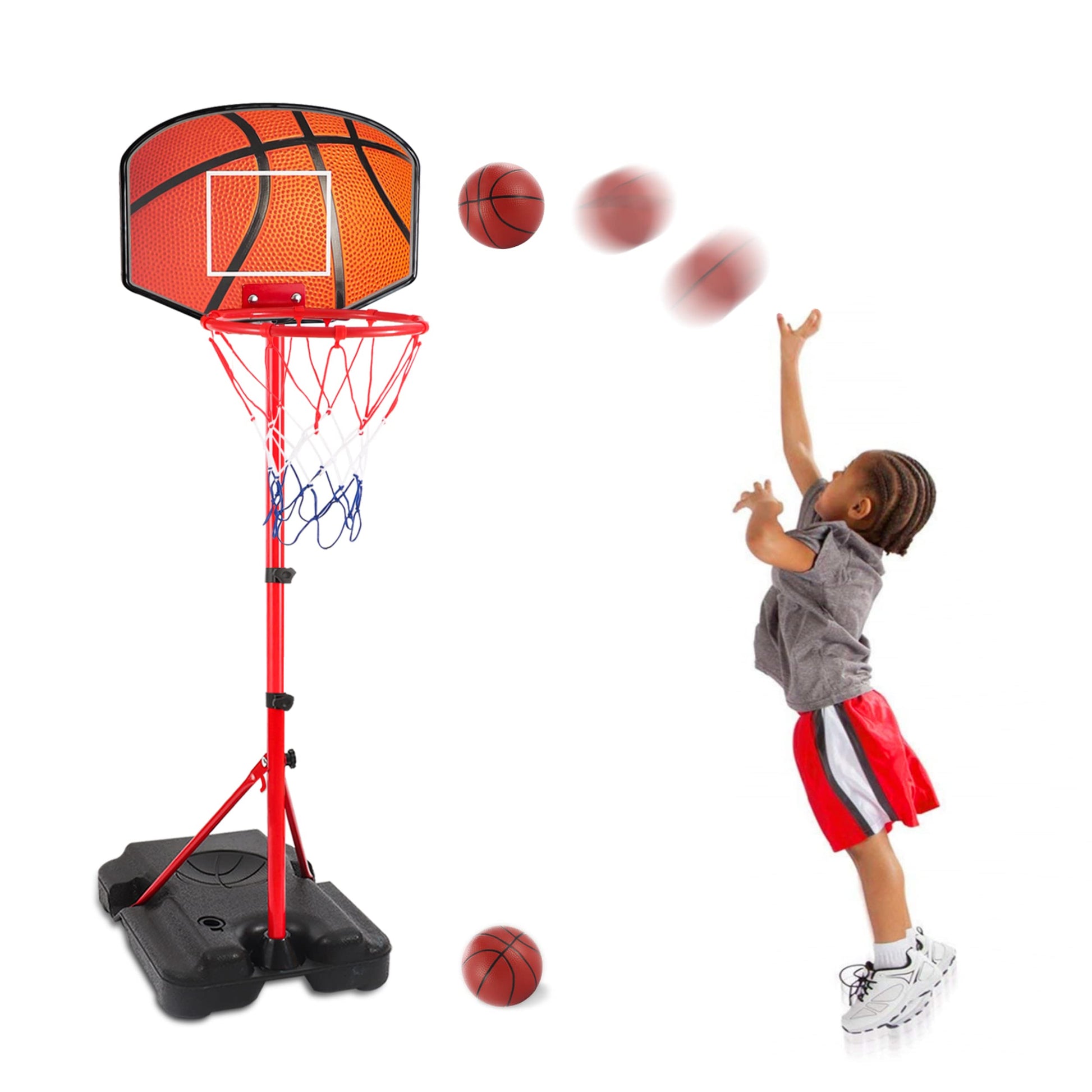 Kids Basketball Hoop for 3 4 5 6 Year Old Stand Adjustable Height 3.5ft-5.3ft Toddler Boy Basketball Hoop Indoor Mini Basketball Hoops Goal Ball Games