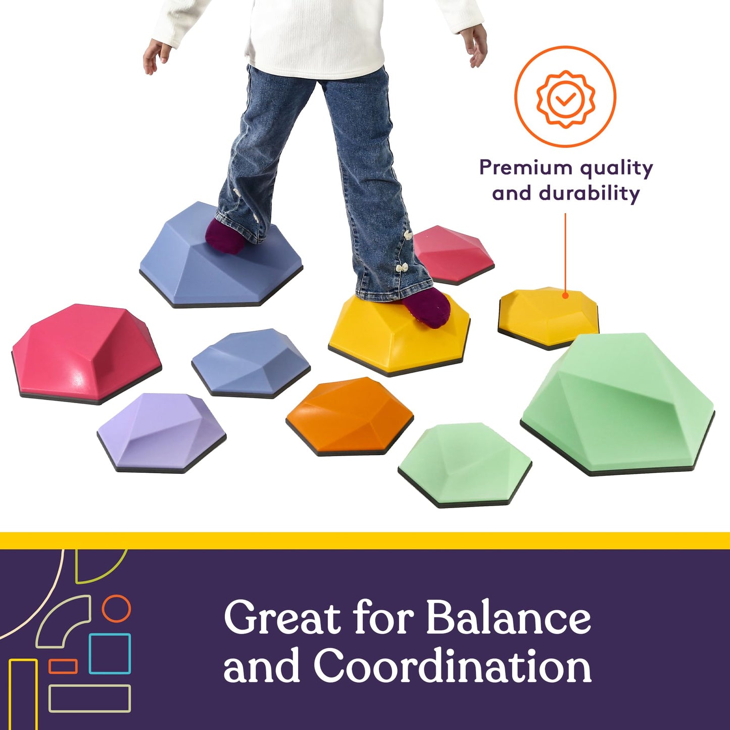 Special Supplies Stepping Stones for Kids Indoor and Outdoor Balance Blocks Promote Coordination, Balance, Strength Child Safe Rubber, Non-Slip