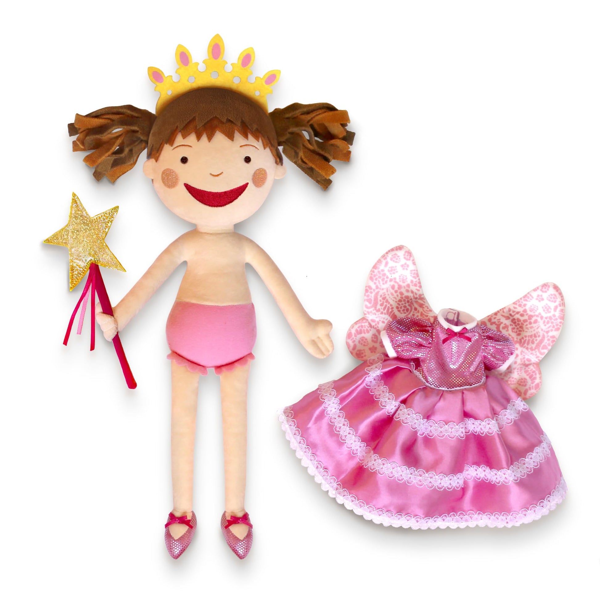 YOTTOY Pinkalicious Plush Doll - 15 Inch Soft Stuffed Toy Inspired by the Victoria Kann Storybooks, Soft Pinkalicious Plush Doll with Fairy Dress