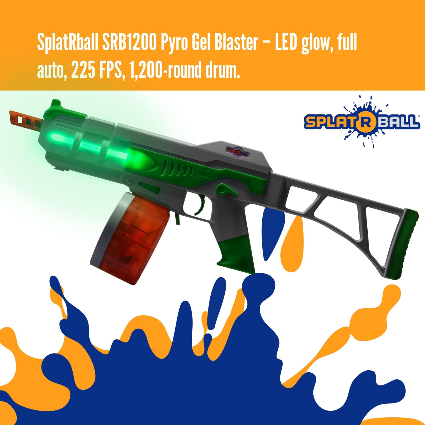 SplatRBall SRB1200 Pyro Blaster Kit - 225 FPS - Green/White