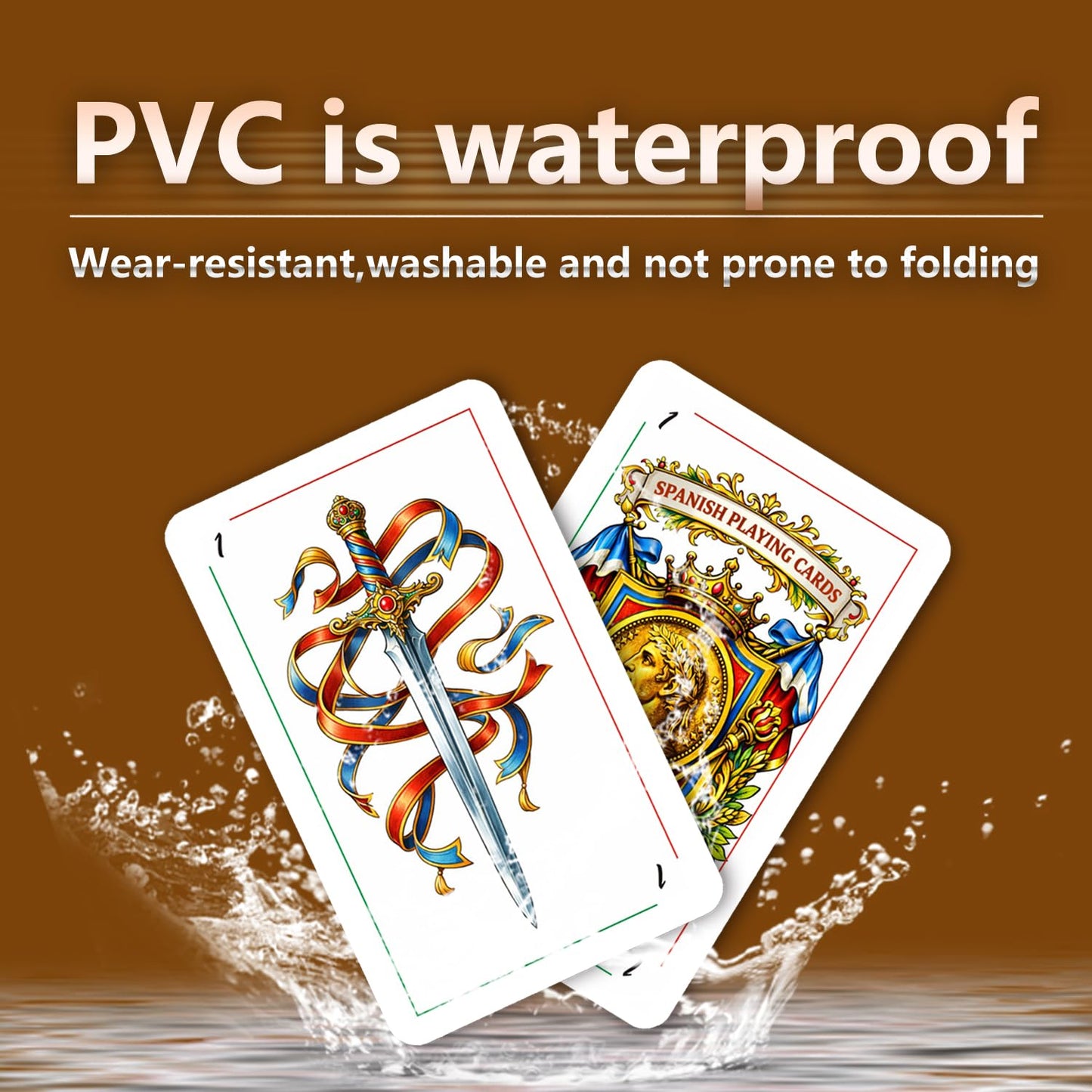KKJBU 1 Decks Spanish Playing Cards Plastic Baraja Española | PVC Waterproof Mexican & Puerto Rican Briscas Cards | Professional Cartas Españolas