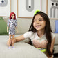 Barbie Fashionistas Doll #168 with Smaller Bust & Long Red Hair, Zebra-Striped Dress & Accessories Including Large Hoop Earrings & Slip-on Shoes
