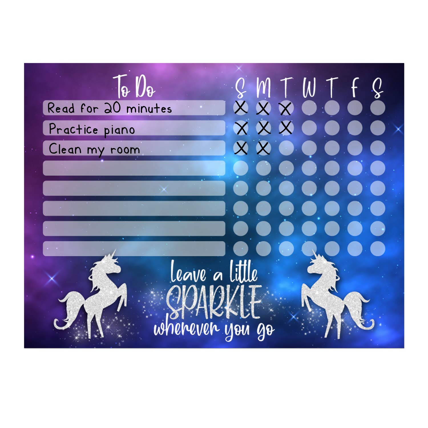 Dry Erase Whiteboard Task & Habit Tracker | Removable and Restickable Adhesive Decal | Fine-Tip Magnetic Marker Included | 9” x 12”