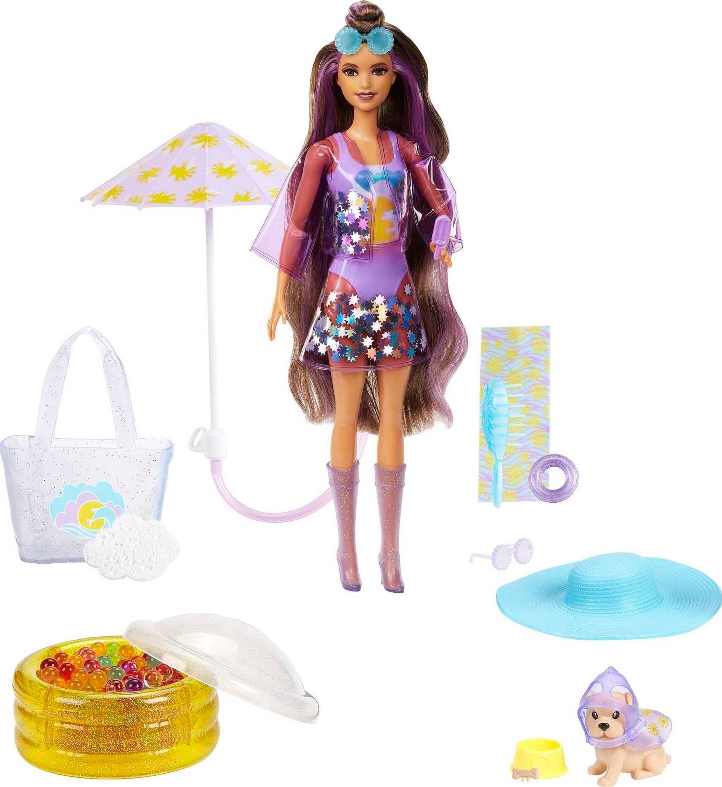 Barbie Color Reveal Doll with 7 Surprises, Color Change and Accessories, Sunshine and Sprinkles Series, Styles May Vary