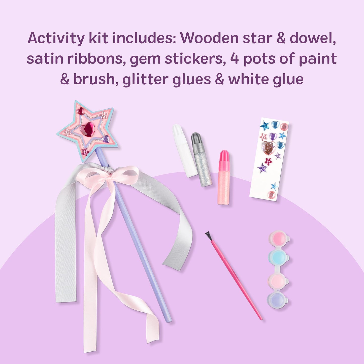 Melissa & Doug Created By Me! Paint & Decorate Your Own Wooden Princess Wand Craft Kit, Pink Princess Crafts Great for Rainy Days, Toys for Kids Ages