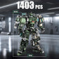 HIGH GODO Mech Building Blocks Set for Adults, Motorized Robot Model Building Kit with Multiple Weapons, Hard Core Industrial Style Collectible Gifts