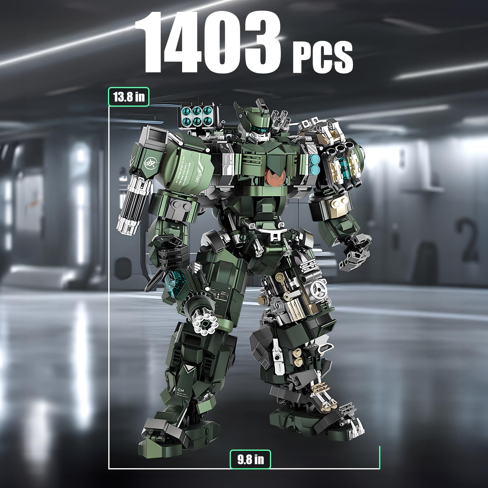 HIGH GODO Mech Building Blocks Set for Adults, Motorized Robot Model Building Kit with Multiple Weapons, Hard Core Industrial Style Collectible Gifts