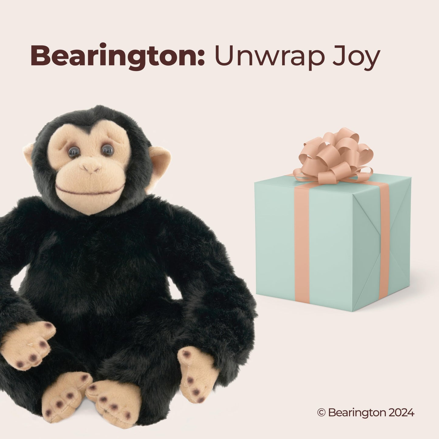 Bearington Bing The Stuffed Monkey Plush - 10.5" Chimpanzee Plush Toy with Soft Fur and Lifelike Features - Adorable Stuffed Animal Monkeys Cuddly