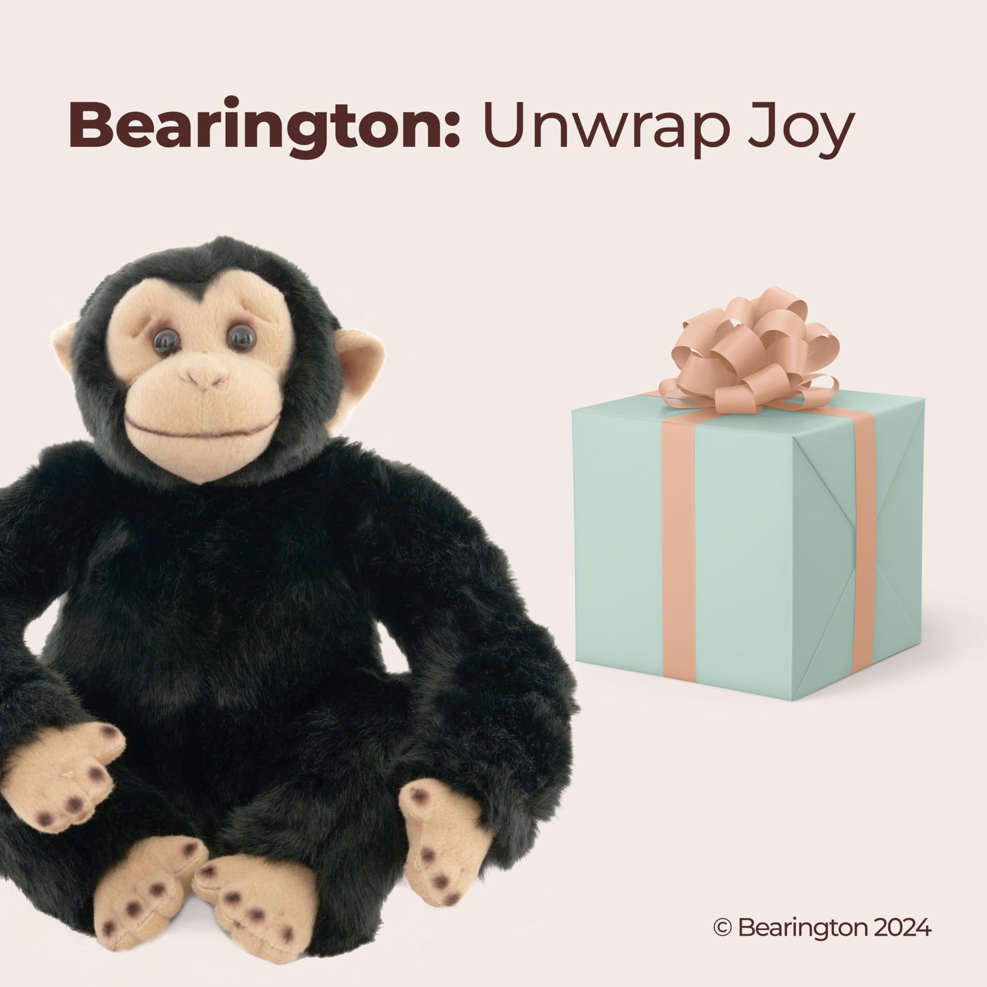 Bearington Bing The Stuffed Monkey Plush - 10.5" Chimpanzee Plush Toy with Soft Fur and Lifelike Features - Adorable Stuffed Animal Monkeys Cuddly