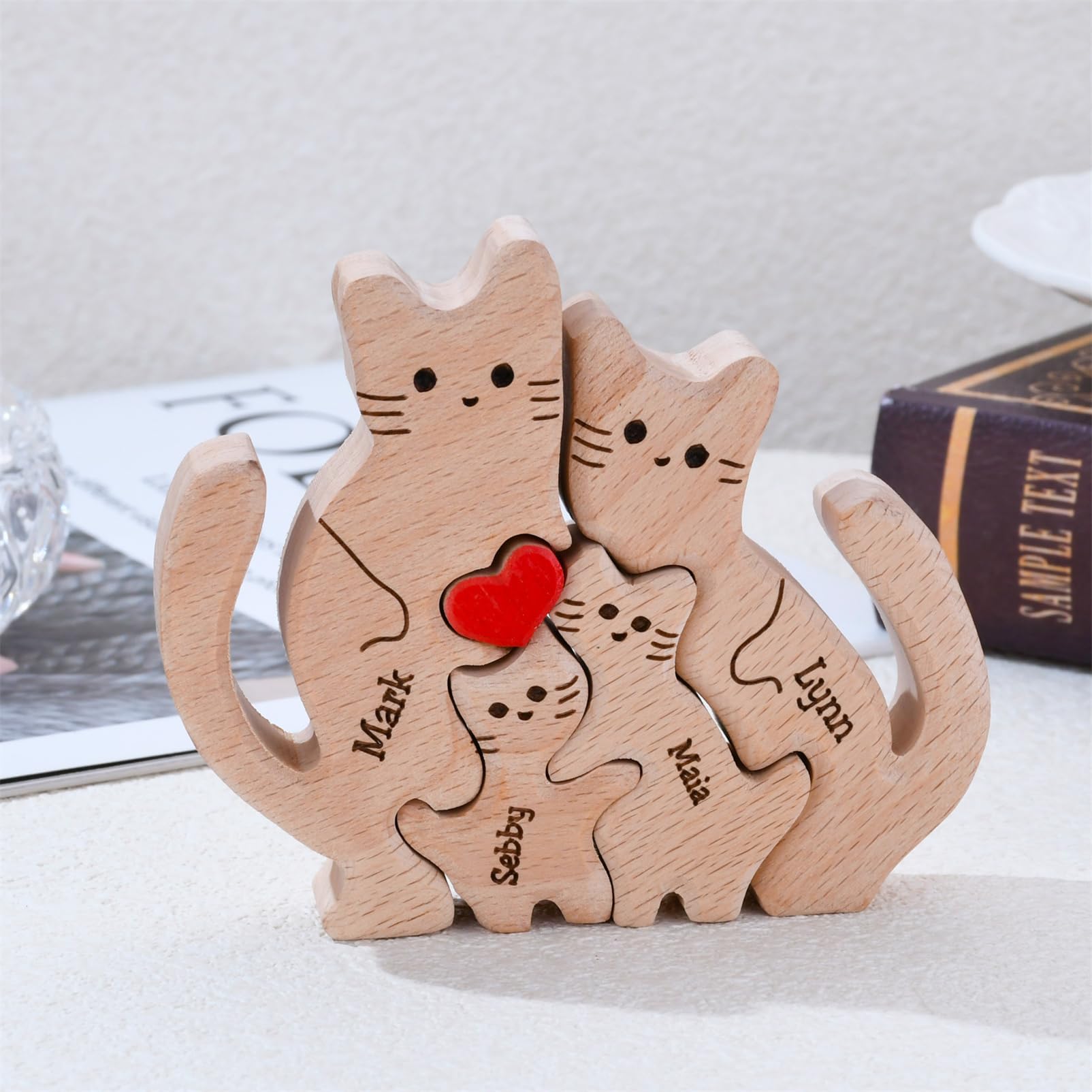 MissNaNa Personalized Family Name Puzzle Custom Wooden Bear Puzzles