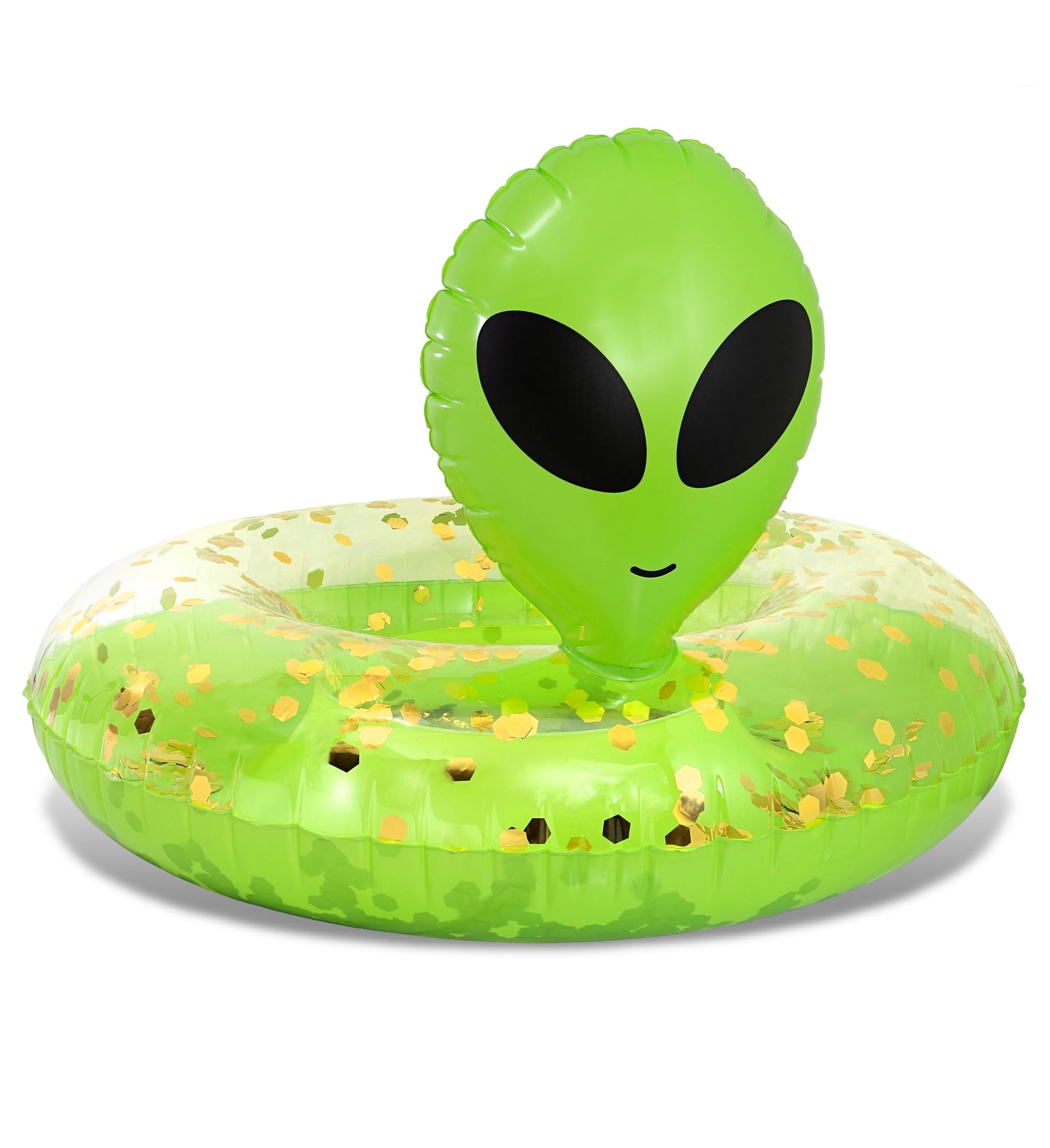 POZA Inflatable Alien Pool Float Tube - Heavy Duty Vinyl UV Resistant Confetti Pool Alien Floatie, Cool Pool Float Swim Ring Pool Inflatables