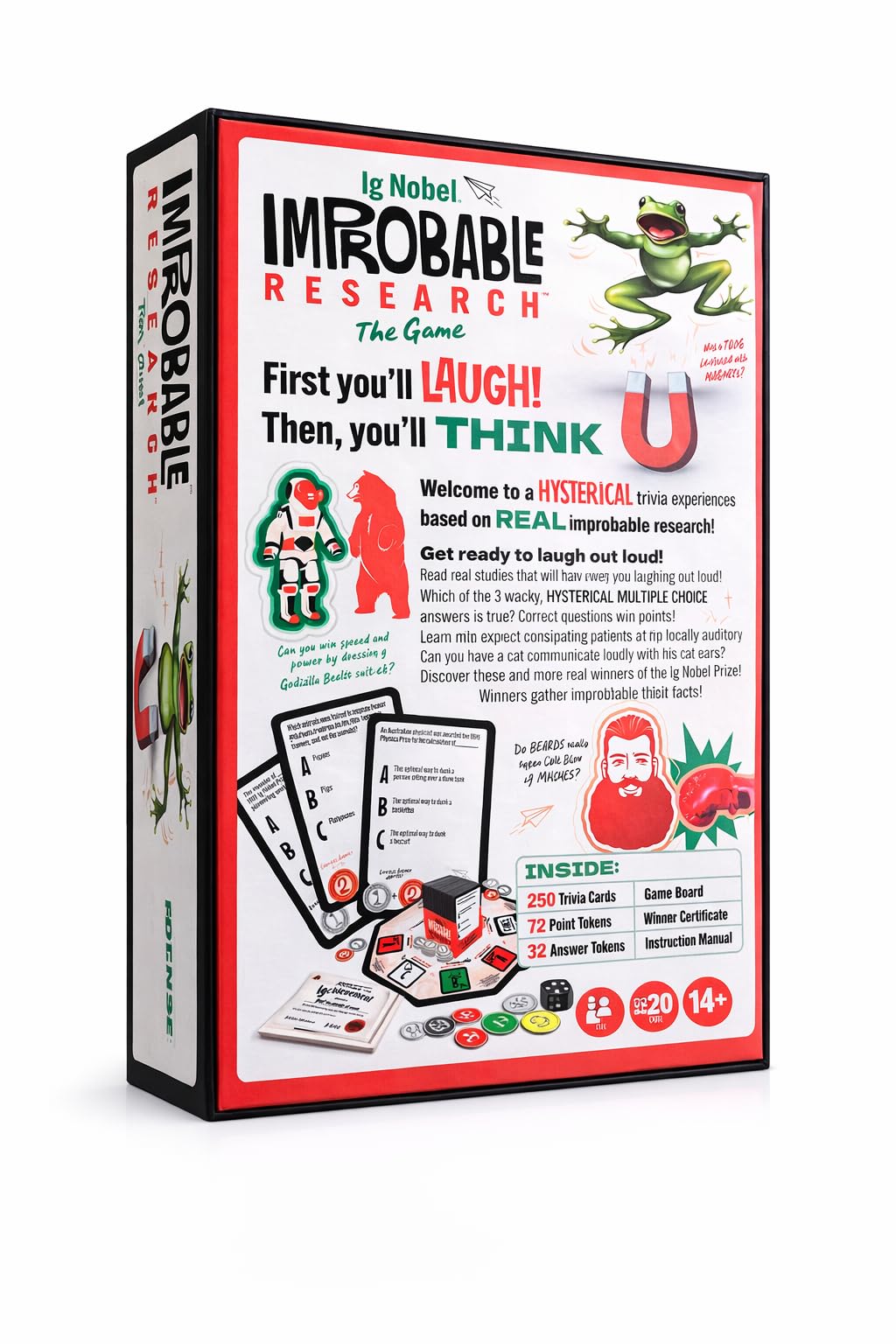 IG NOBEL IMPROBABLE RESEARCH™ The Game, Hysterical Trivia, 250 Cards, for Ages 14+, 2-8 Players