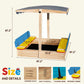 HOMELONG Wooden Sandbox with Cover Lid Adjustable Canopy Foldable Bench Seat Bottom Liner Large Sand Pit Aged 3-12 Outdoor 48x48 Inch Sand Box