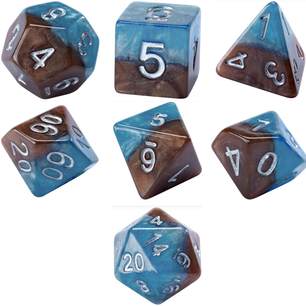 Gate Keeper Games Earth Elemental Halfsies Dice - 7pc Resin Polyhedral Set