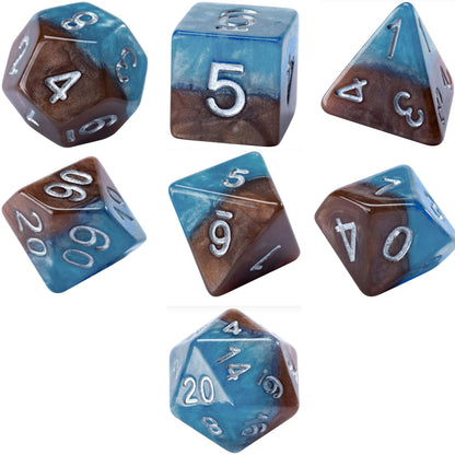 Gate Keeper Games Earth Elemental Halfsies Dice - 7pc Resin Polyhedral Set