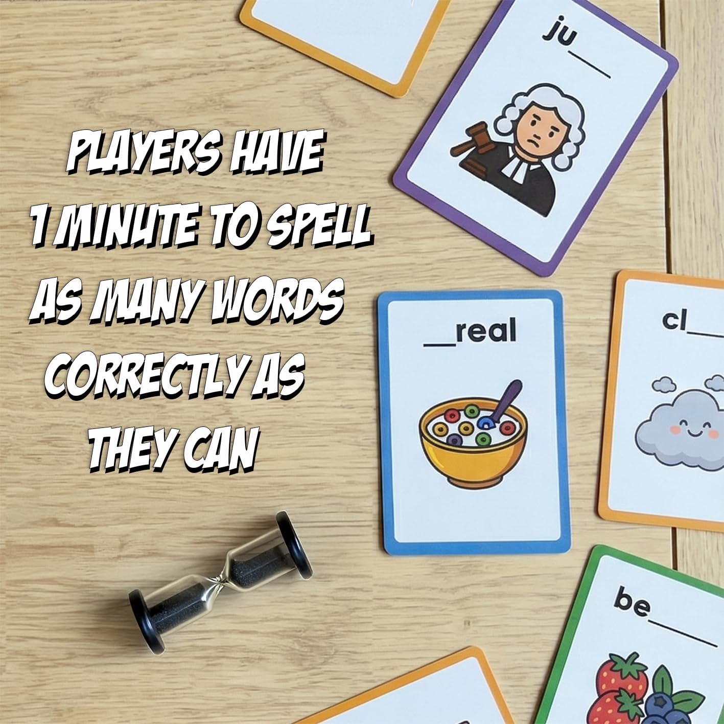 Spelling Game for Kids Ages 5-10, Flashcards Phonics Game, Educational Learning Game for 1st, 2nd, 3rd, 4th Grade Teachers, Classrooms or Homeschool