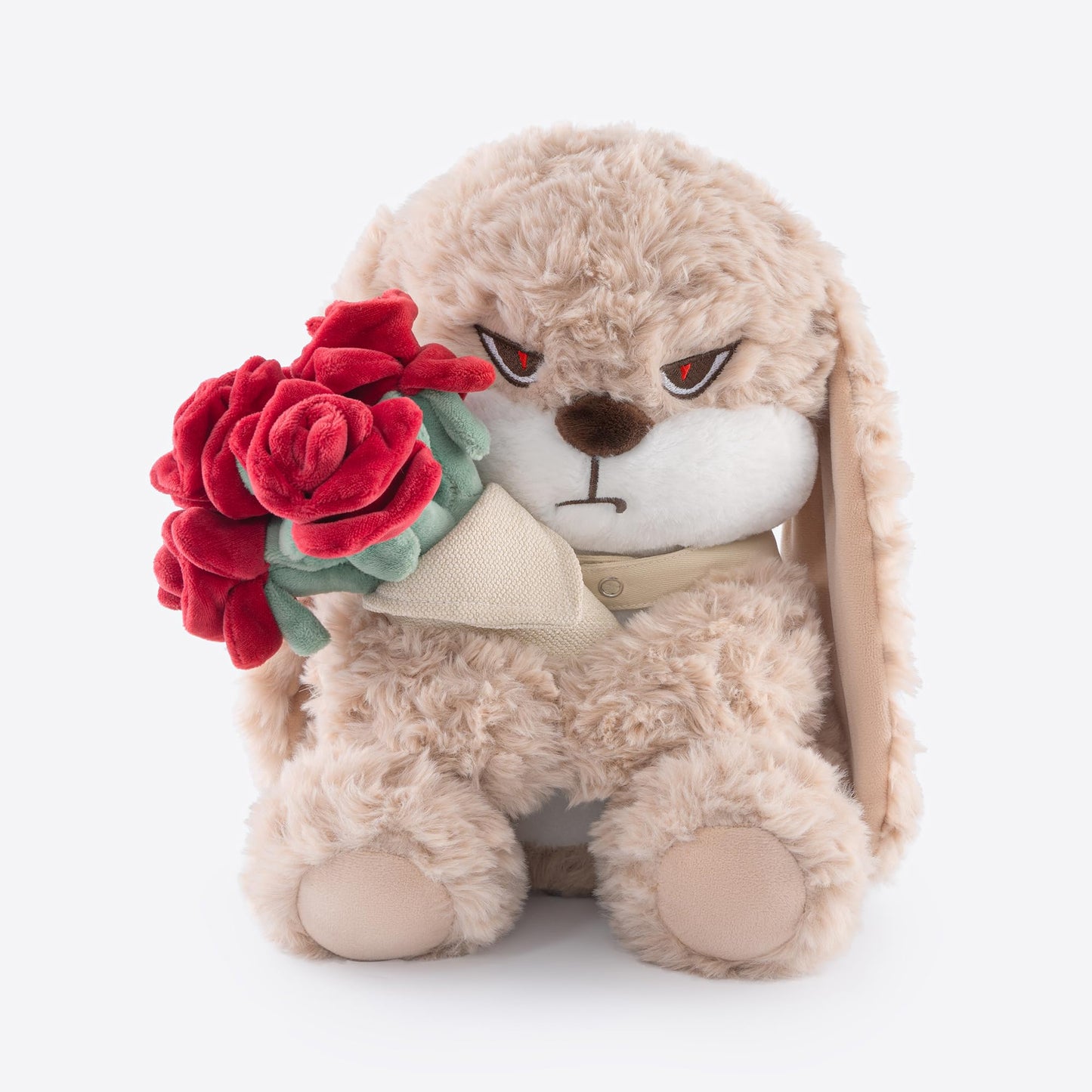 11.4" Adorable Bunny Plush Stuffed Animal - Hugging Rose Bouquet, Ultra-Soft Cuddly Toy, for Girls, Kids, Valentine's Day (Brown/Red)-A Surprise That