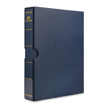 MUDOR Stamp Binder with Slipcase, Empty Stamp Collecting Albums, Blue