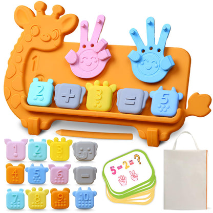 LOMAGTI Preschool Learning Math Toy for Toddlers, Silicone Counting Board with Number Tracing | Montessori Educational Math Manipulatives Number