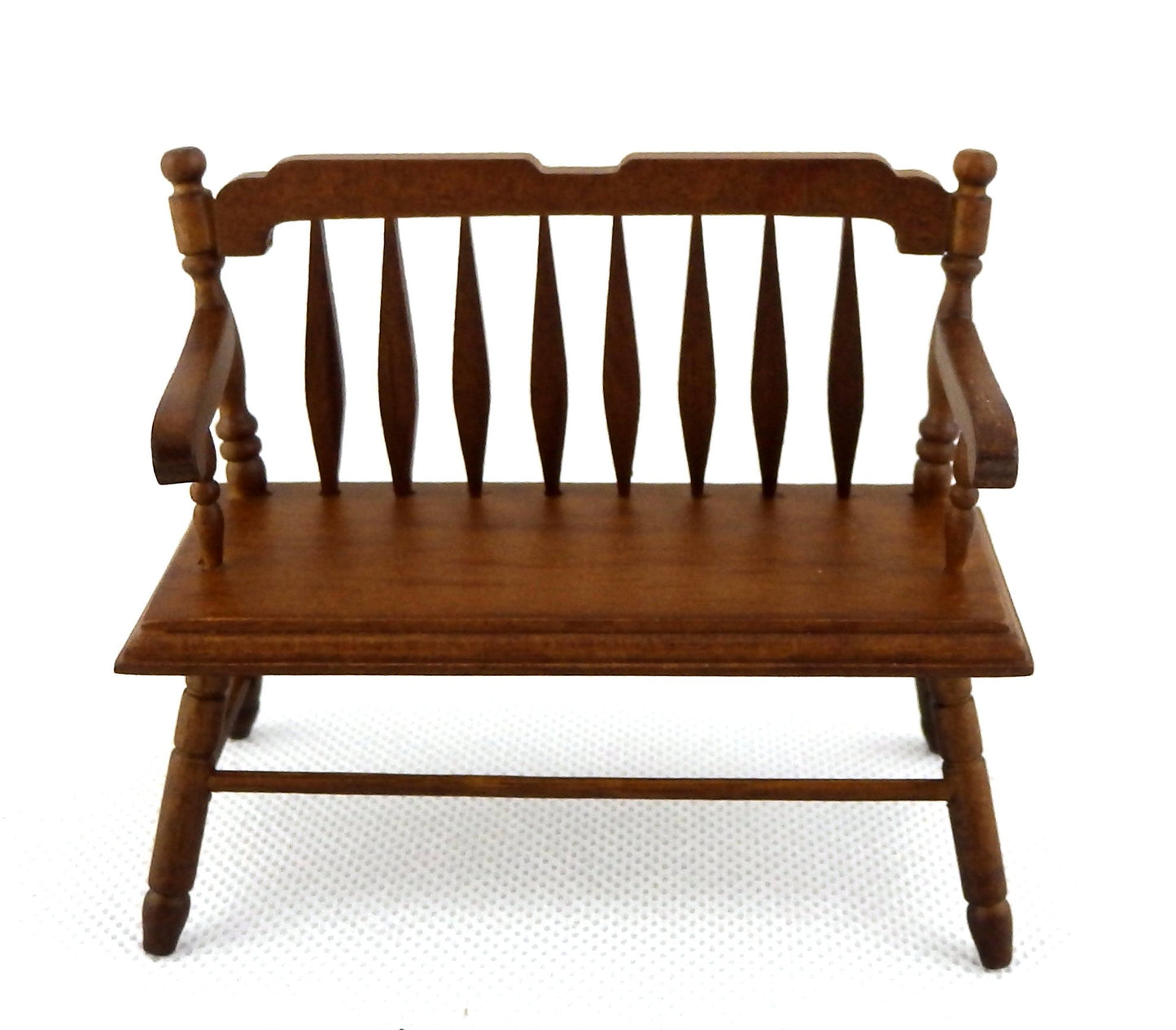 Dollhouse Miniature Deacons Bench in Walnut