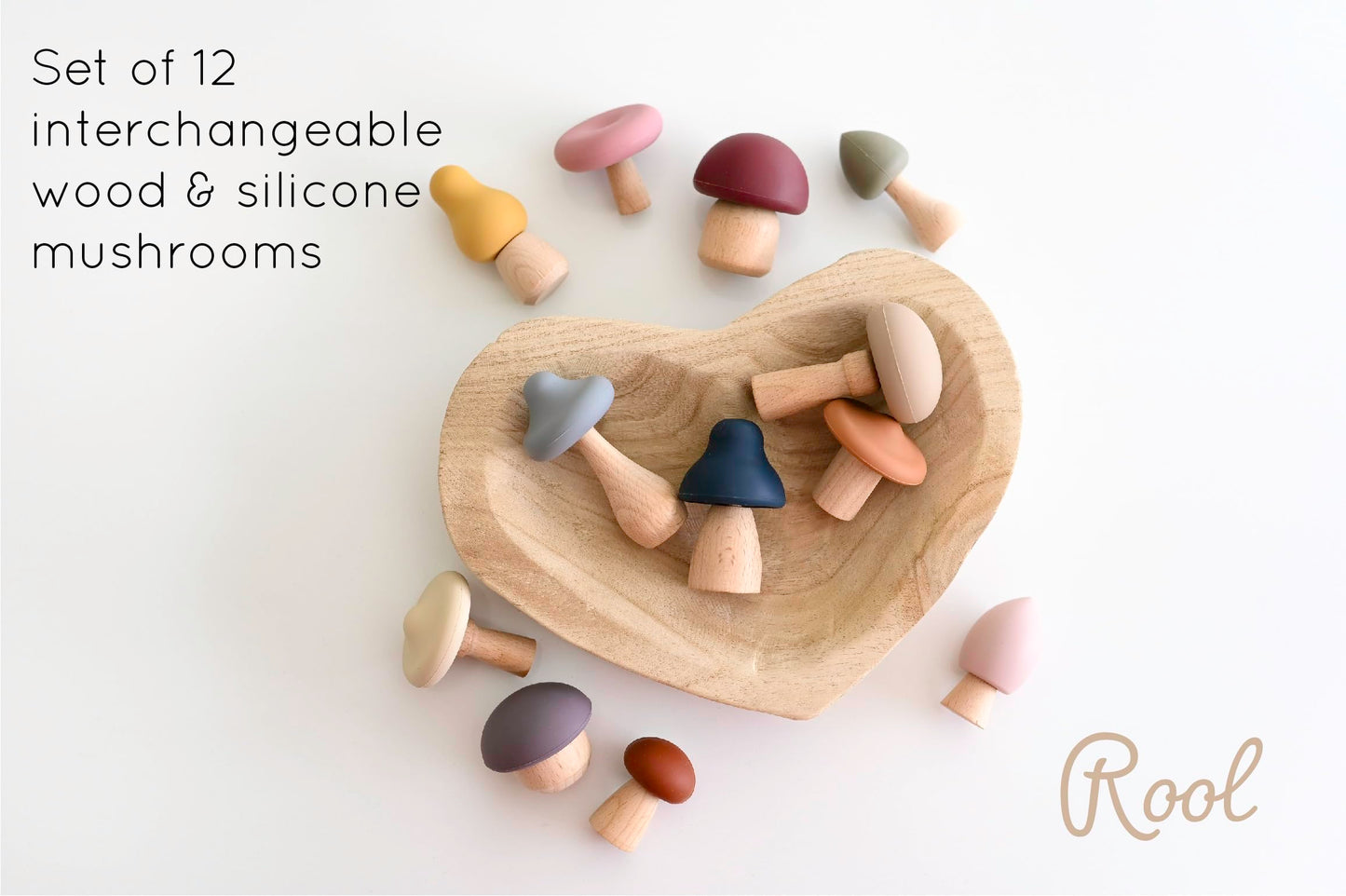 Mushroom Toys Wooden Woodland Kids Garden Fungi Mushroom Table Decor Set of 12