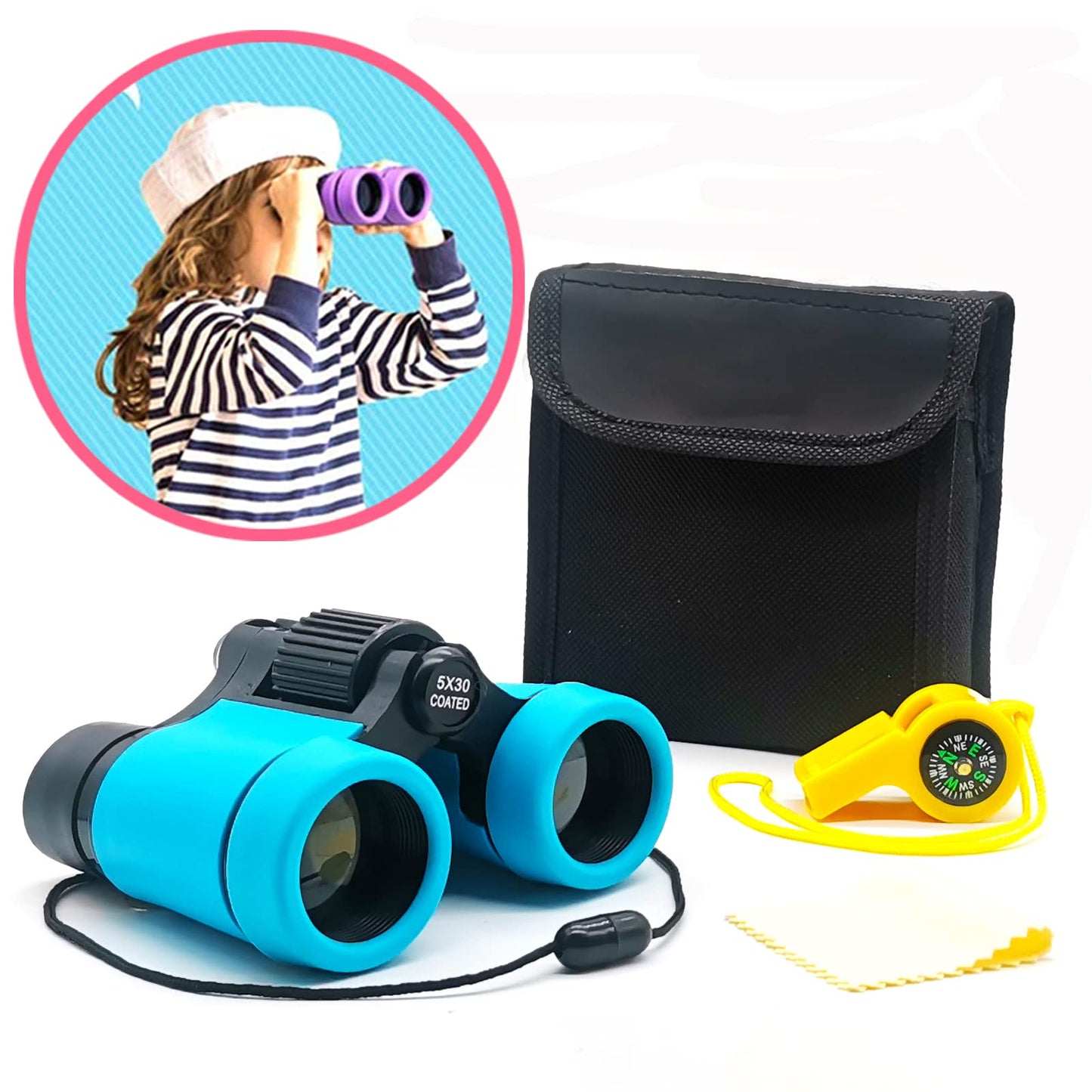 ARTOMIDE Kids Binoculars Ages 3-12 with Compass & Whistle