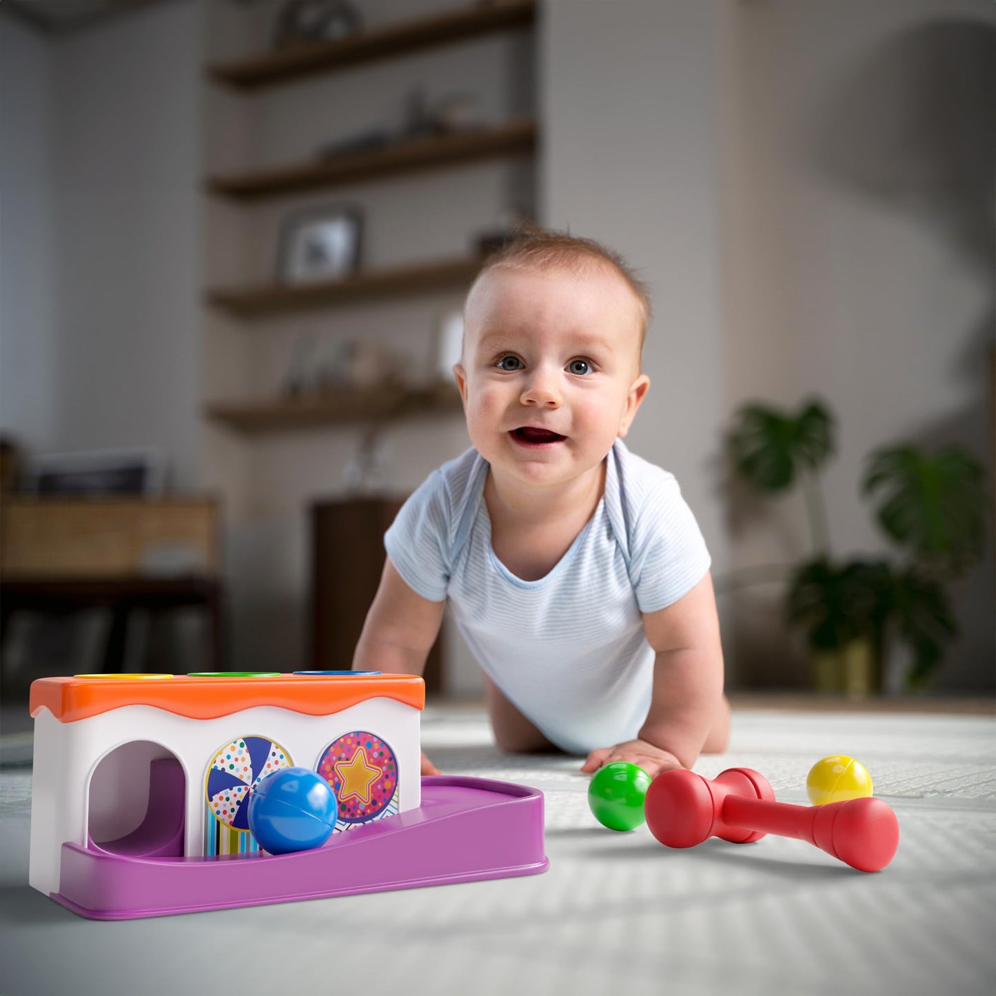 Lollipop Baby Hammer Toy Toddler Activity: Montessori Toys Spark Your Child's Curiosity with Our Ball and Hammer Toddler Toy. Encouraging Creativity
