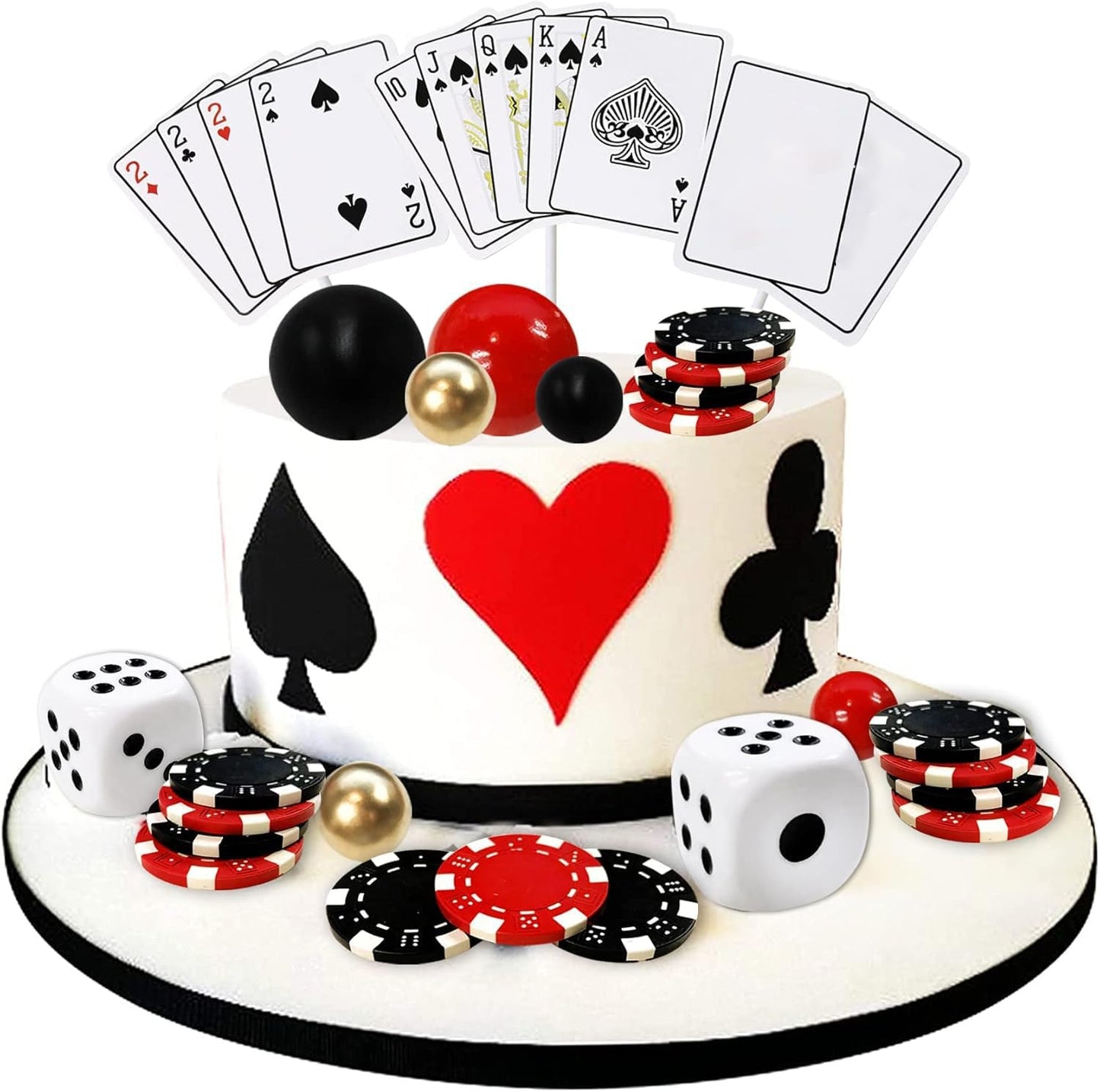 29 PCS Casino Cake Decoration Dice Poker Chips Ball Cake Topper Set