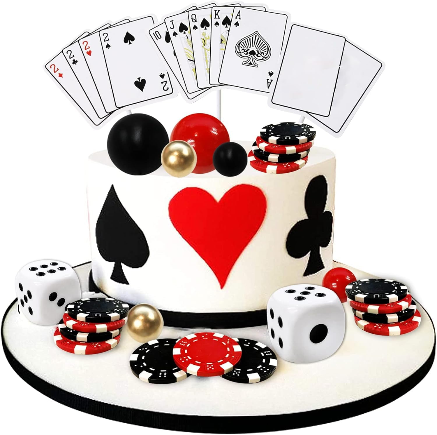 29 PCS Casino Cake Decoration Dice Poker Chips Ball Cake Topper Set