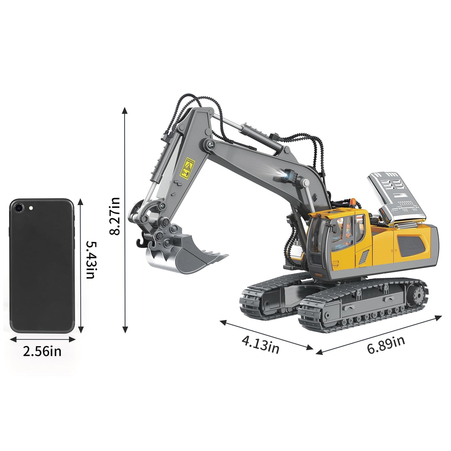 PREPOP Remote Control Excavator Toy for 6-12 yr Boys, Best Birthday Gifts for Kids 4-7 8 9 10 11 Year Old, RC Construction Toys with Metal Shovel