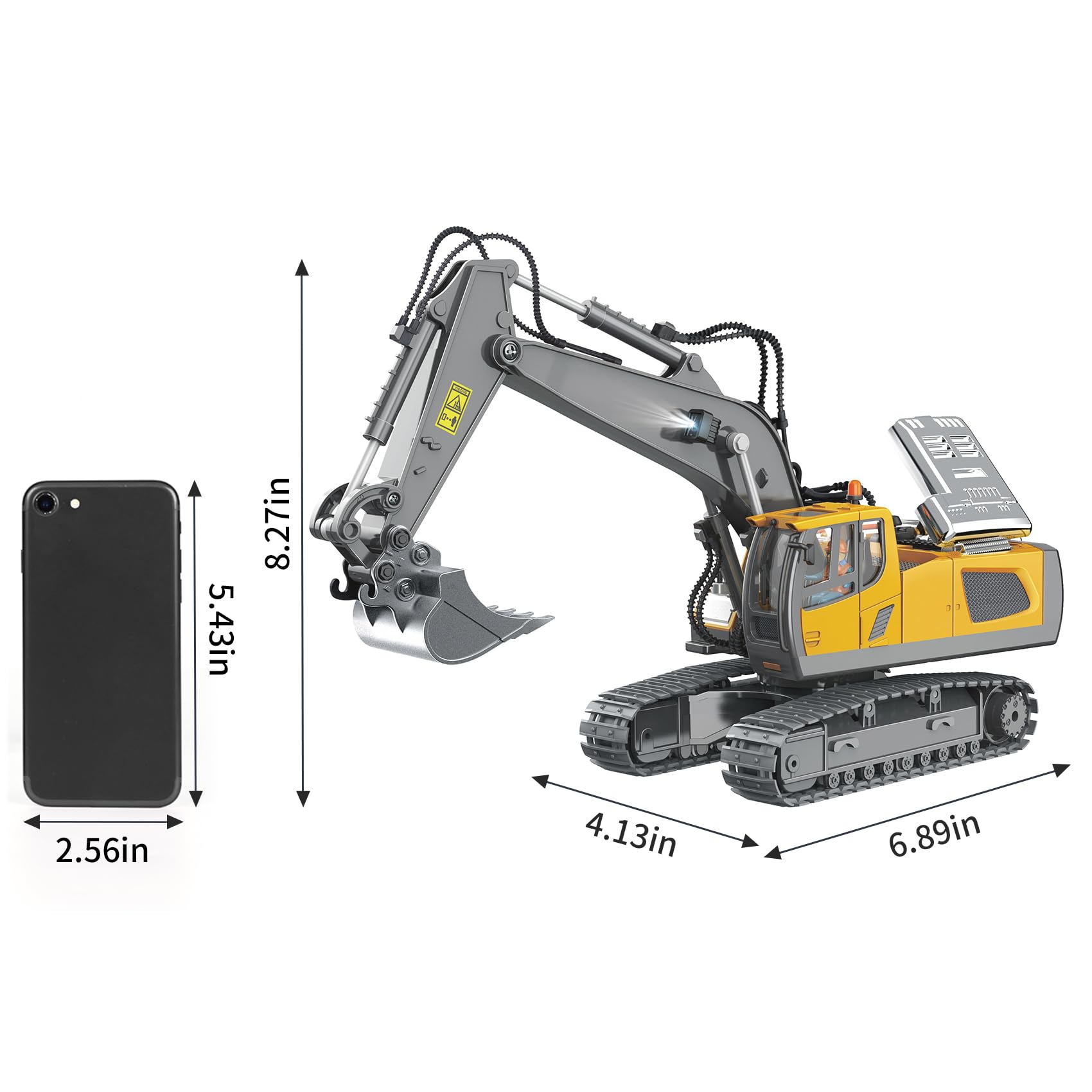 PREPOP Remote Control Excavator Toy for 6-12 yr Boys, Best Birthday Gifts for Kids 4-7 8 9 10 11 Year Old, RC Construction Toys with Metal Shovel