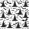 Famoby 12pcs Halloween Black Witch Hat with 157 FT Nylon Cord &120pcs Bat Sticker for Indoor Outdoor Home Yard Porch Ceiling Halloween Party