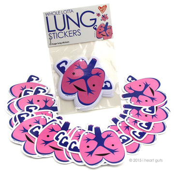 I Heart Guts Whole Lotta Lung Stickers - 15 Lung Stickers - Vinyl Sticker Pack