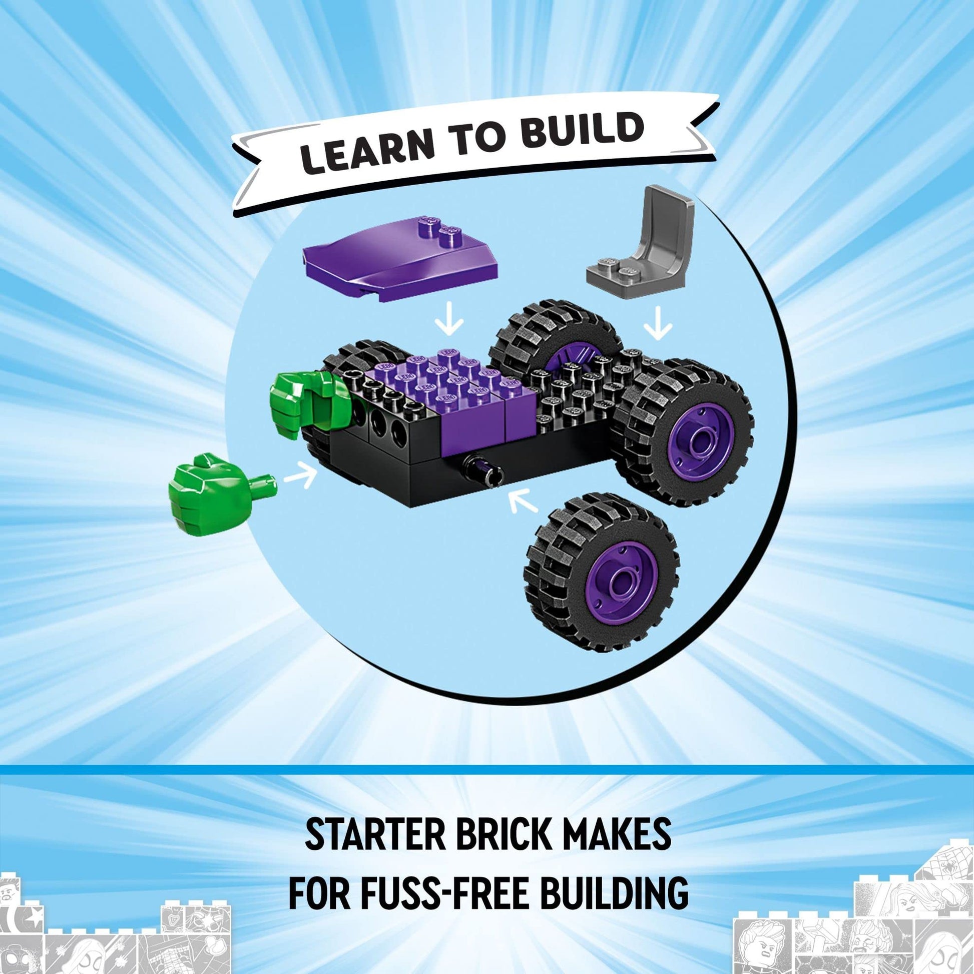 LEGO Marvel Hulk vs. Rhino Monster Truck Showdown, Toy for Kids, Boys & Girls Ages 4 and Up with Spider-Man Minifigure, Inspired by The Spidey and His