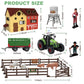lonfypeng 109PCS Farm Animals Toys Set Comes with Barn, Rice Storehouse, Rice Trolley with Lights & Sounds, Milking shed, Farmer, Fence - Playset
