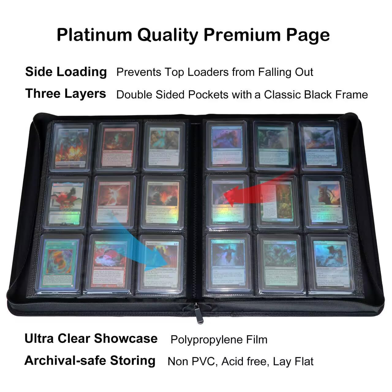 Alteagle Top loader Binder, Holds 504 Top loaders, 9-Pocket Top Loader Binders with Sleeves for TCG & Sports Cards in 3'' x 4'' Top loaders