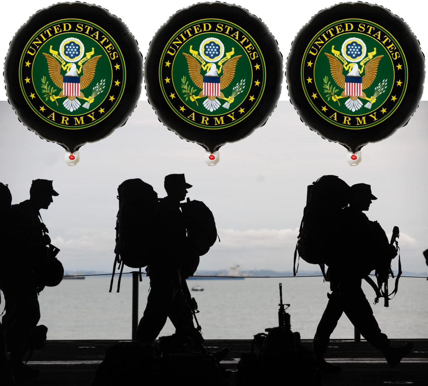 Havercamp U.S. Army Party Balloons (3pcs.)! 18" Round Foil Mylar Balloons. U.S. Army Licensed. American Heroes Military Camo Collection.