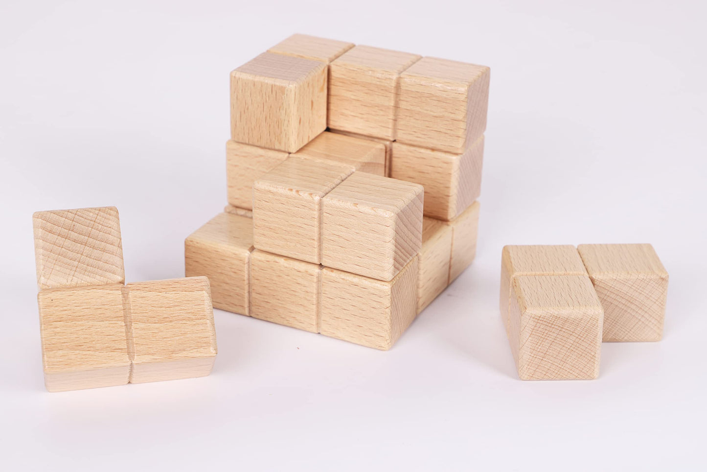 TOWO Large Wooden Soma Cube Puzzle, IQ Logic Brain Teaser Toy