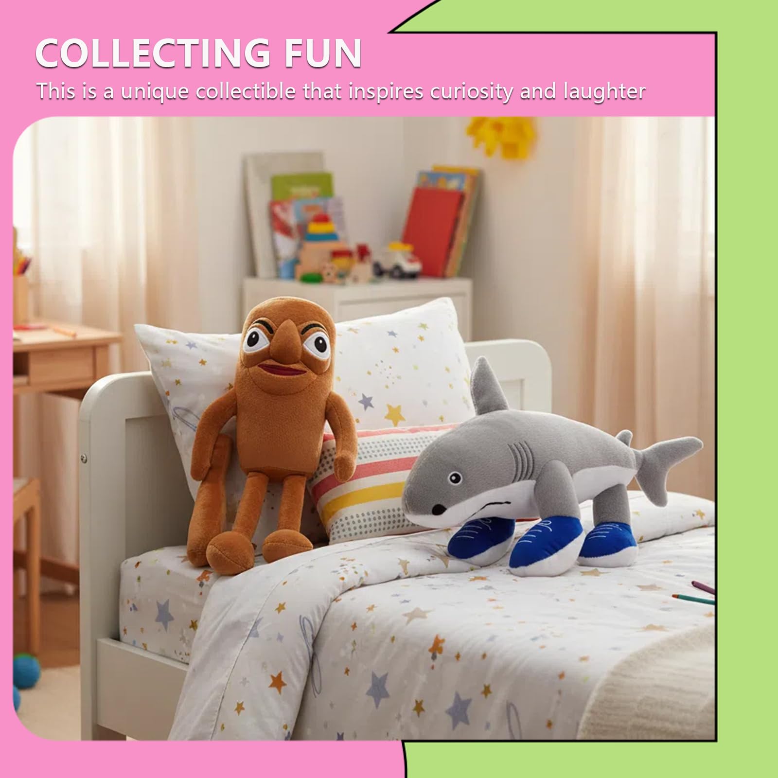 SEIUGDEF 2-Pack Italian Brainrot Plush Toys, Tralalero Tralala and Tung Tung Sahur Stuffed Figures, Big Soft Meme Stuffed Animals Toys for Desk Decor